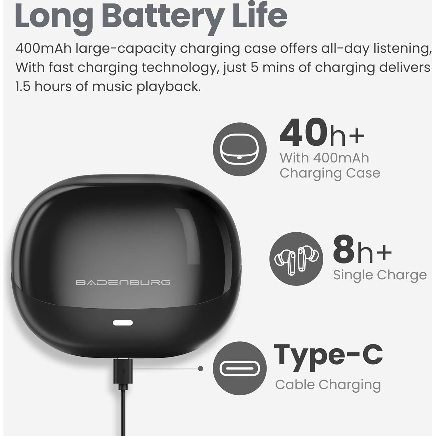 Auriculares Inalámbricos BADENBURG Airbeat 1 ANC Bluetooth 5.3