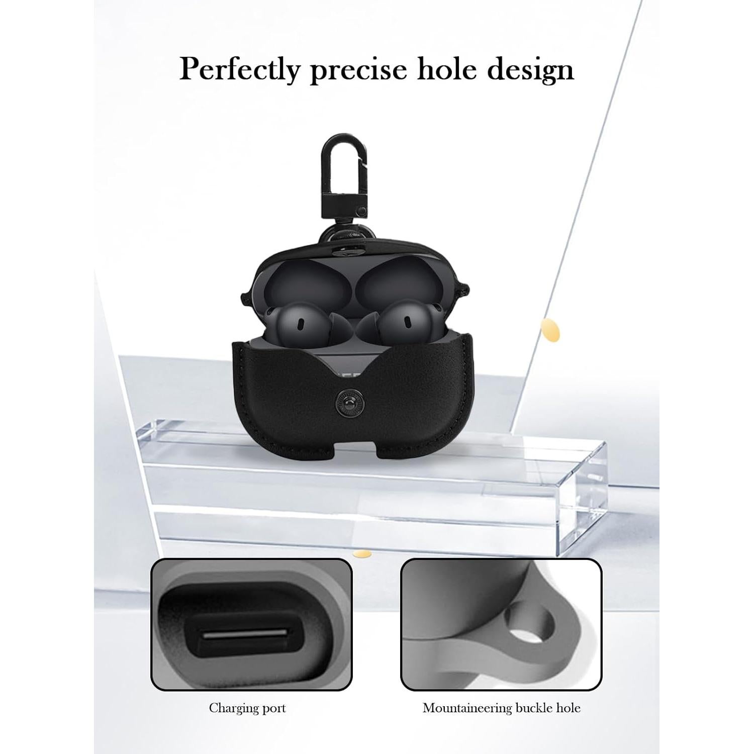 Funda de Cuero PU BOVUGAC para Oneplus Buds 4 - Negro