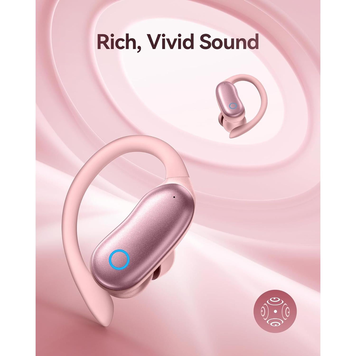 Auriculares Inalámbricos GNMN V7 Bluetooth 5.3 IPX7 Rosa