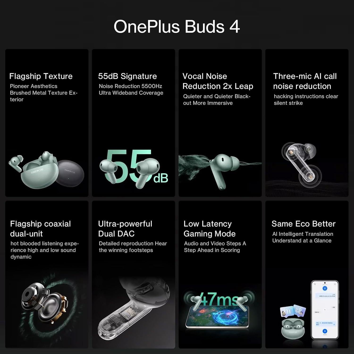 OnePlus Buds 4 Auriculares Inalámbricos con ANC y 45h Batería