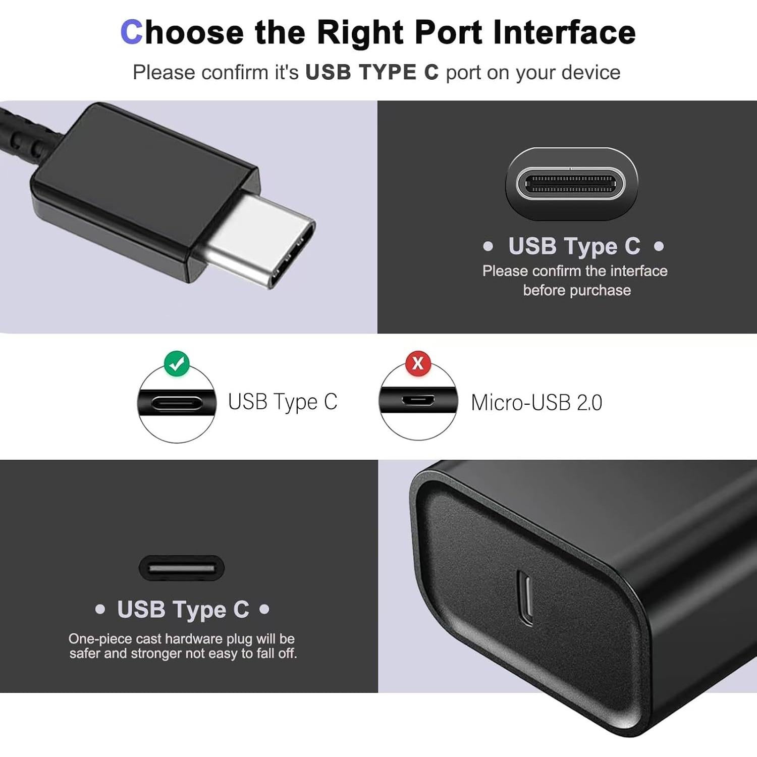 Cargador Rápido Tipo C USB para Galaxy Buds Pro y FE 1m