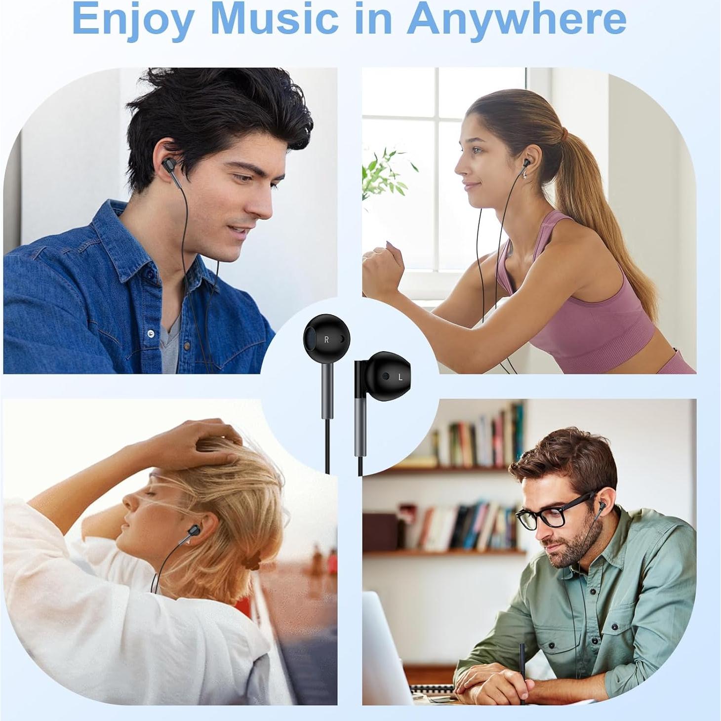 Auriculares In-Ear USB C HiFi con Micrófono para Android y iPhone