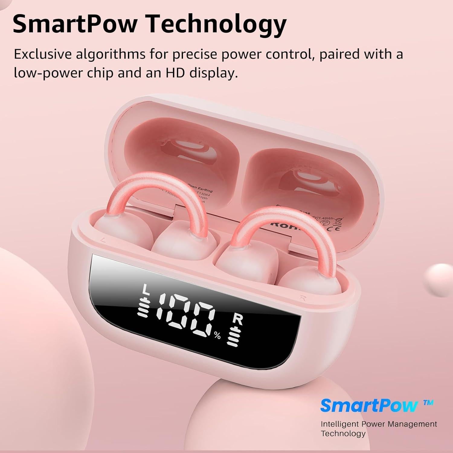 Auriculares Inalámbricos TOZO OpenEarRing Rosa Bluetooth 5.4