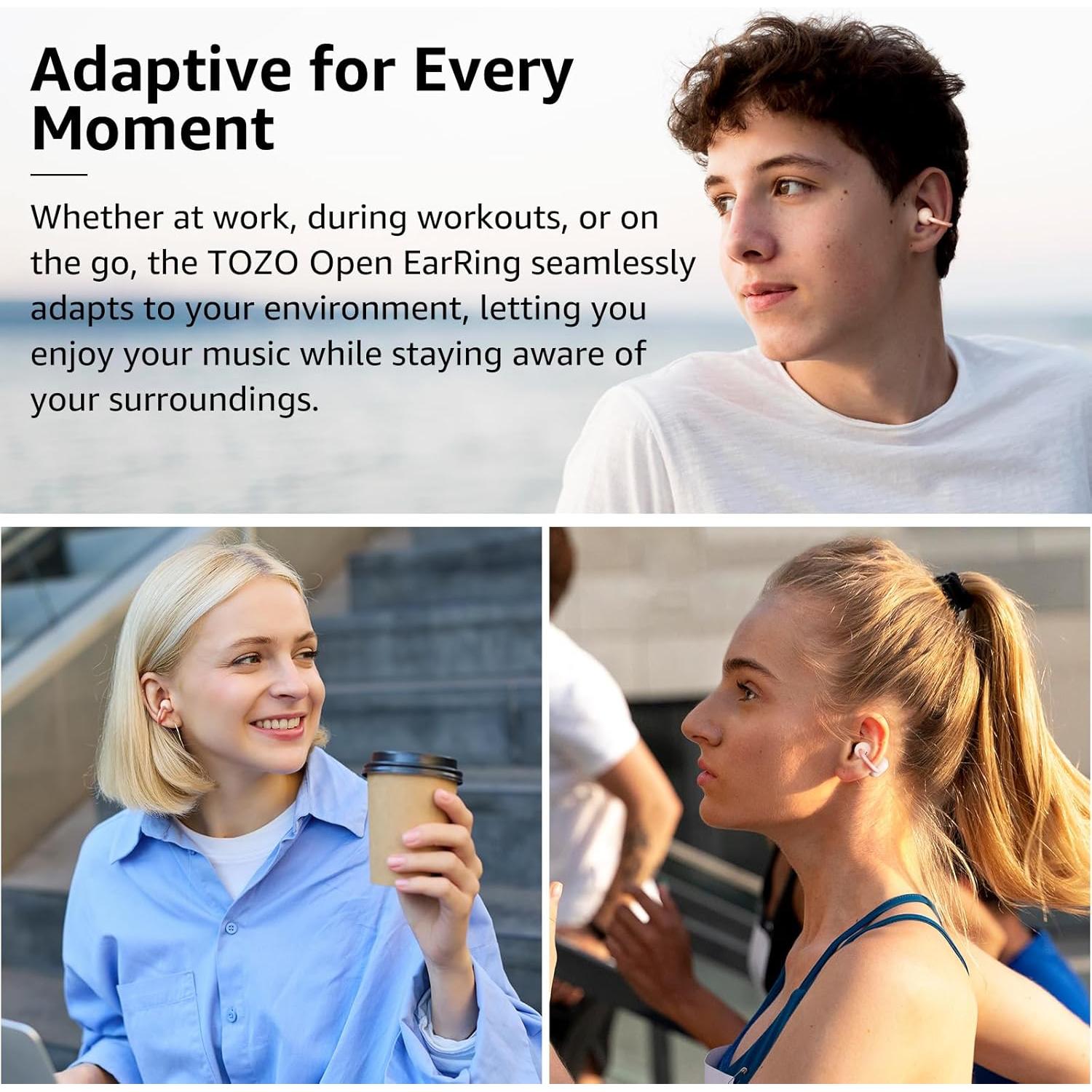 Auriculares Inalámbricos TOZO OpenEarRing Rosa Bluetooth 5.4