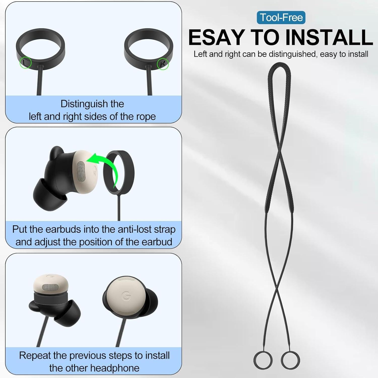 Correa Antipérdida Silicona Suave PUCGUE para Pixel Buds Pro 2