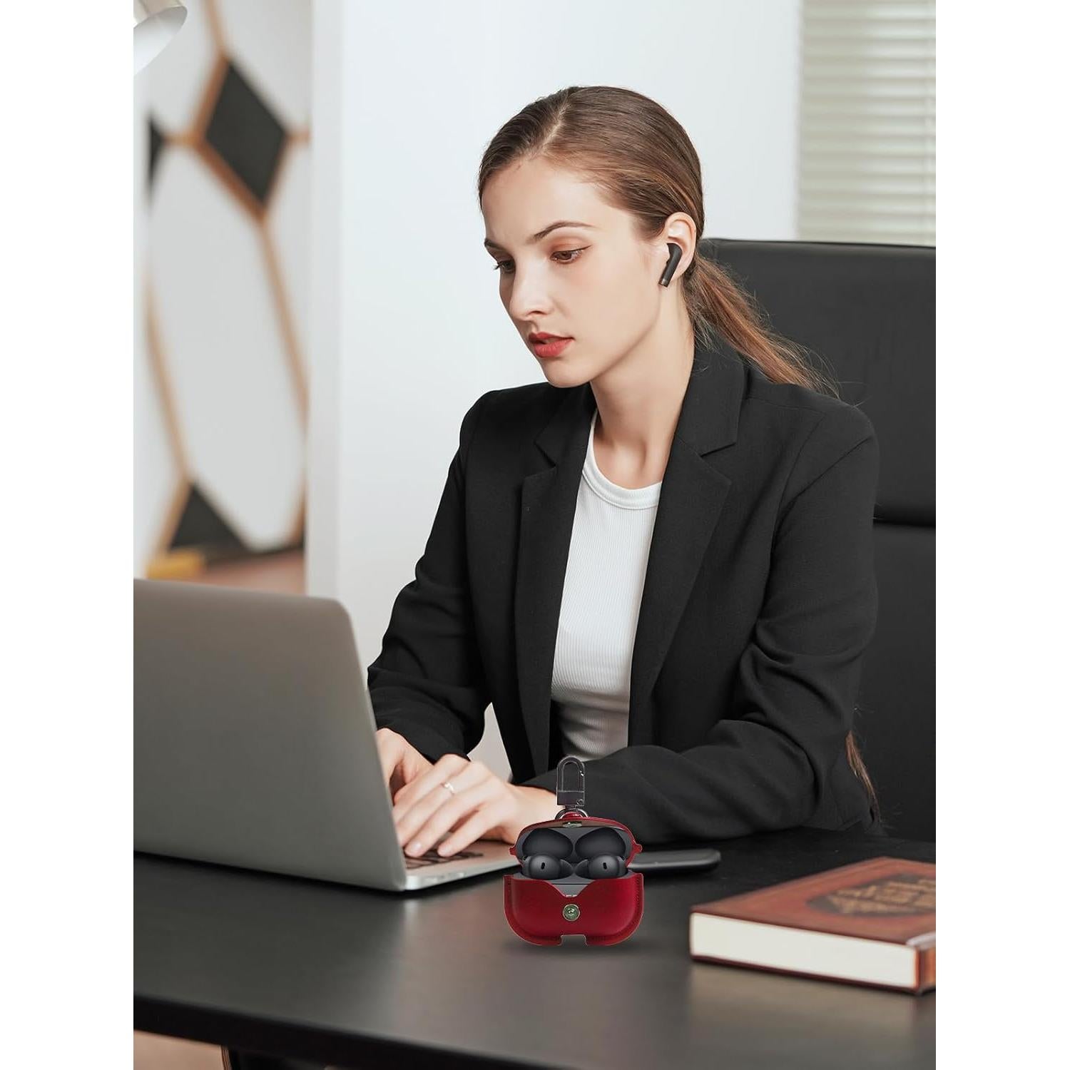 Funda de Cuero PU BOVUGAC para Oneplus Buds 4 - Rojo