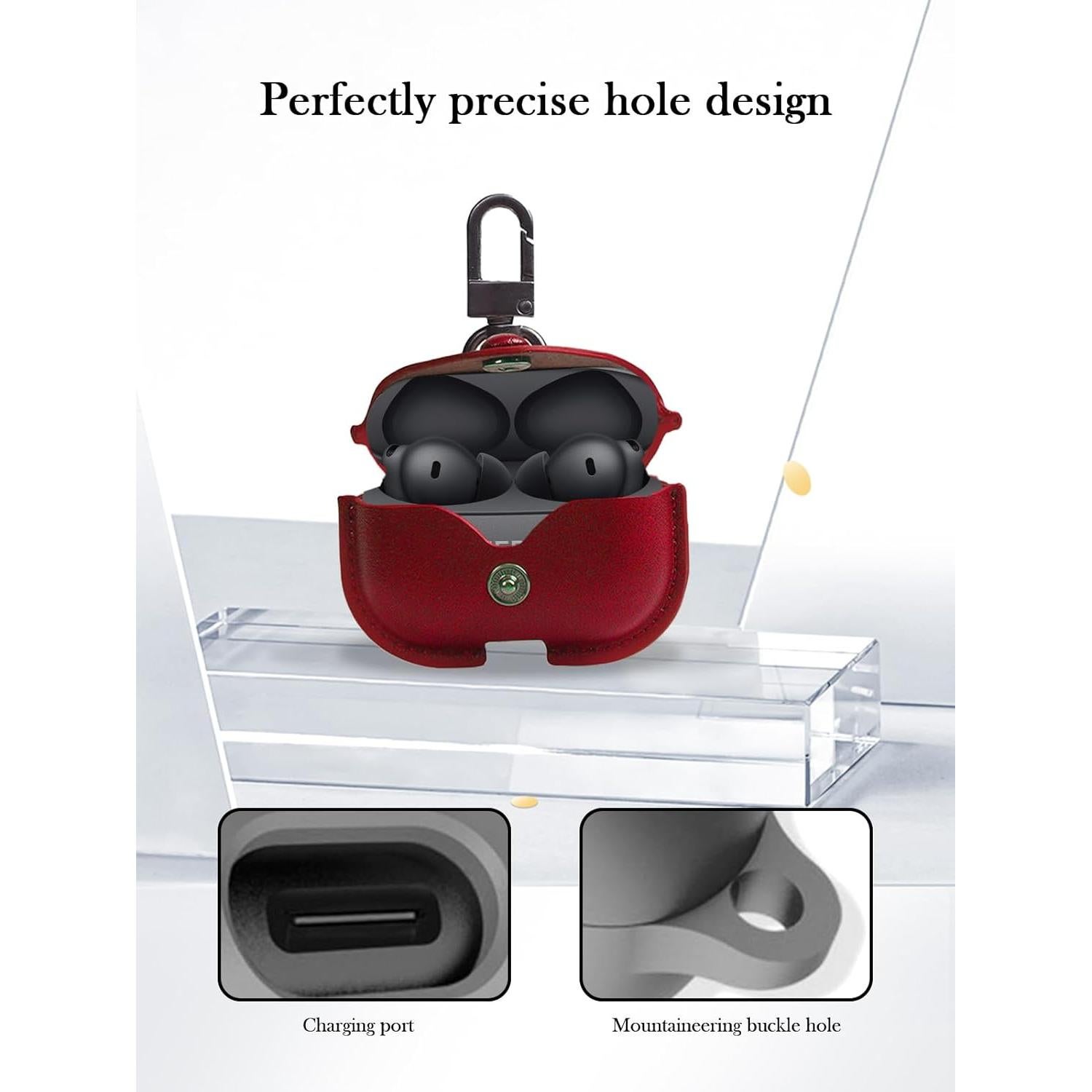 Funda de Cuero PU BOVUGAC para Oneplus Buds 4 - Rojo