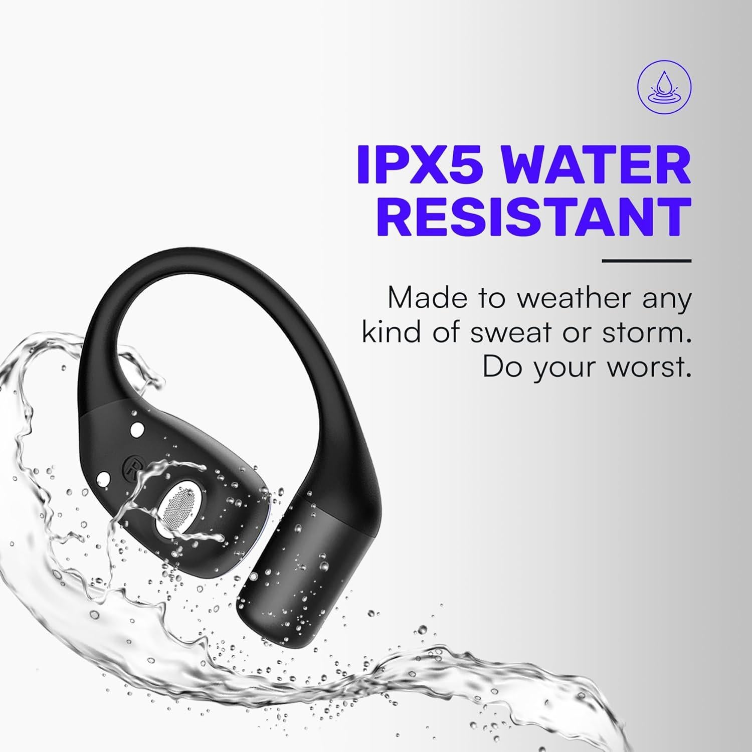 Auriculares Inalámbricos Raycon Esenciales Abiertos - Bluetooth 6.0, IPX5, 36h Batería, Negro