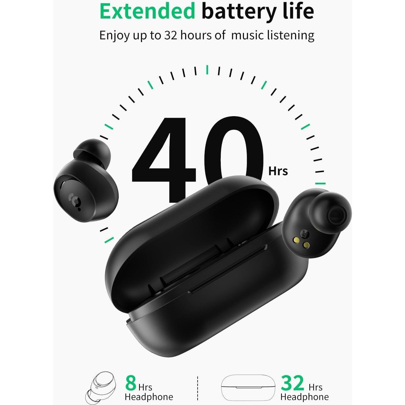 Auriculares Inalámbricos wegear TW6 Bluetooth 5.4 40h Batería
