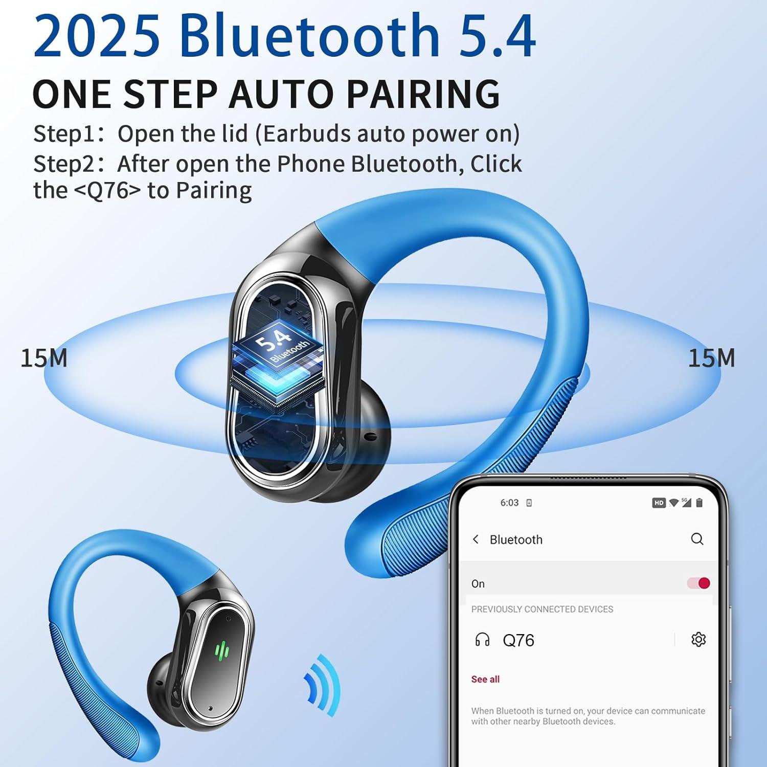 Auriculares Inalámbricos Rolosar Q76 Bluetooth 5.4 Impermeables