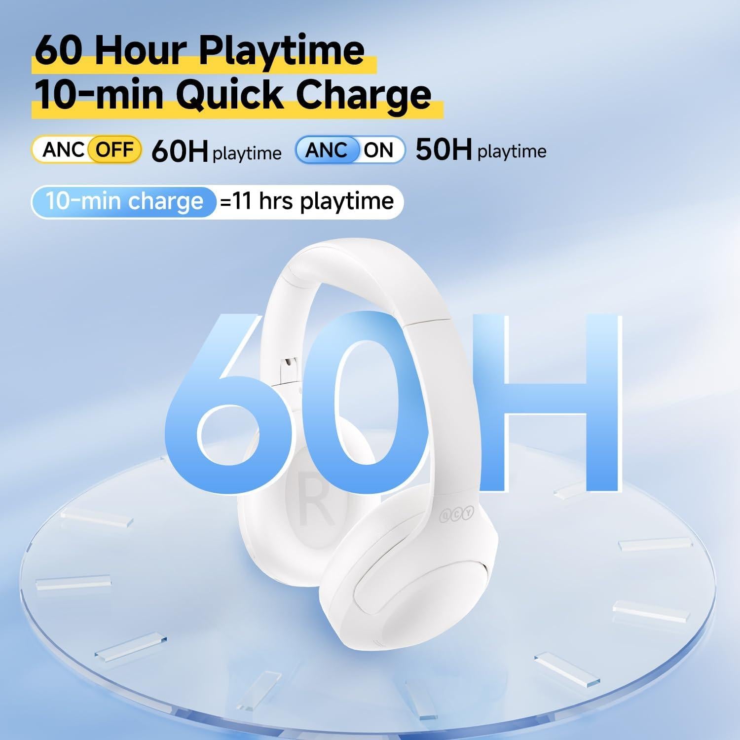 Auriculares Inalámbricos QCY H3 LITE Bluetooth 5.3 ANC 60H Blanco