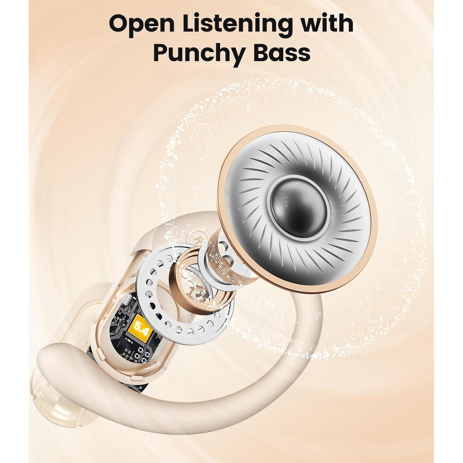 Auriculares Inalámbricos TAGRY A12 Beige 40H Carga Rápida IPX7