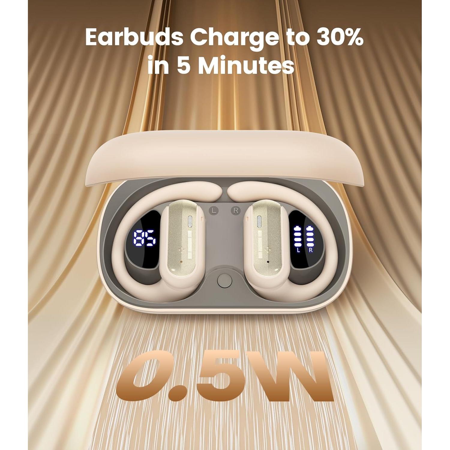 Auriculares Inalámbricos TAGRY A12 Beige 40H Carga Rápida IPX7