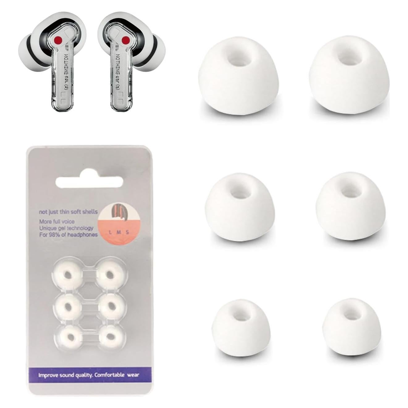 Auriculares de Reemplazo Silicona NOUKAJU para Nothing Ear (a) - 3 Tamaños