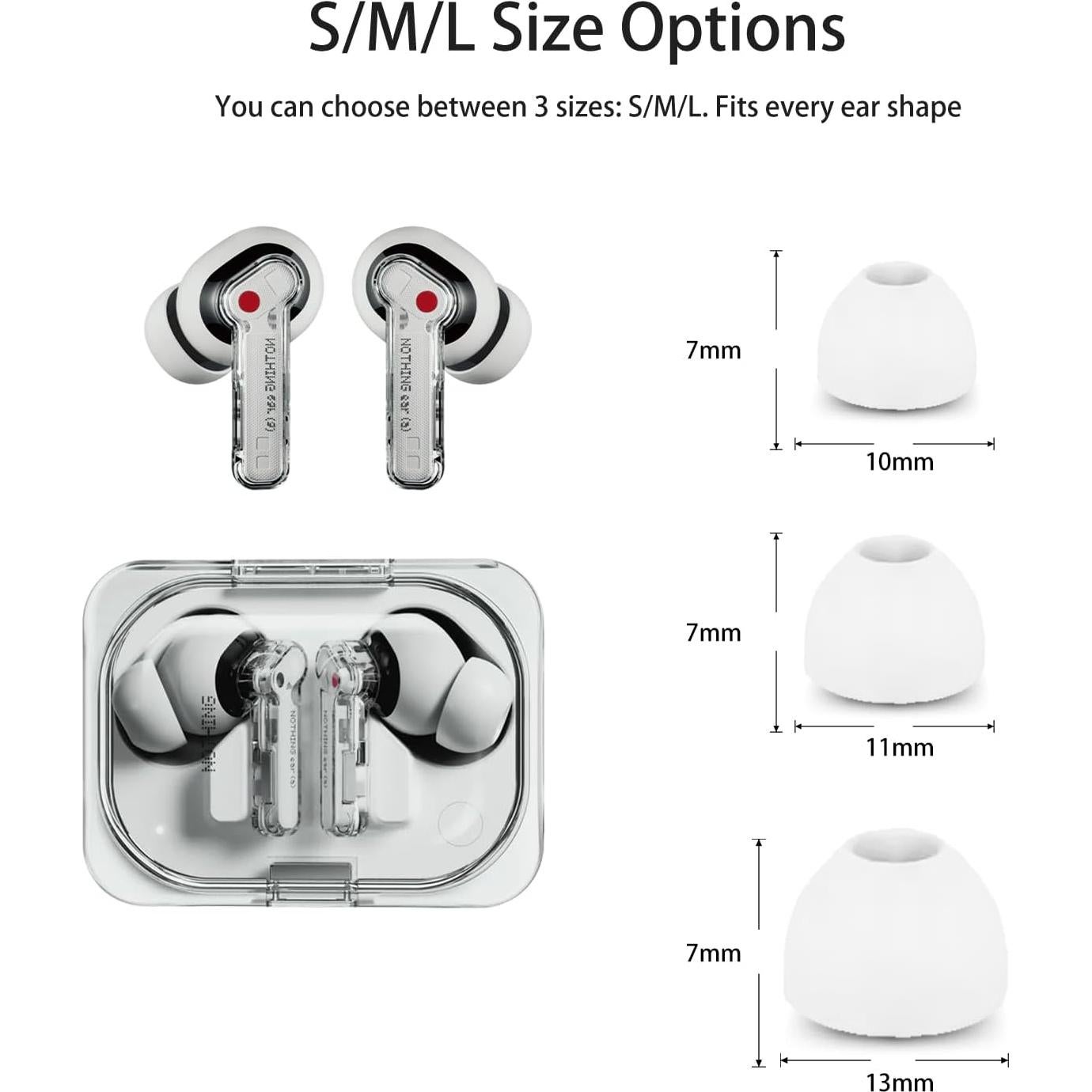 Auriculares de Reemplazo Silicona NOUKAJU para Nothing Ear (a) - 3 Tamaños
