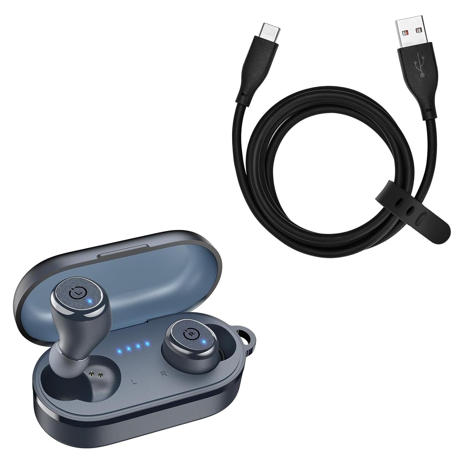 Auriculares Inalámbricos TOZO T10 Ergonómicos Azul con Cable USB-C