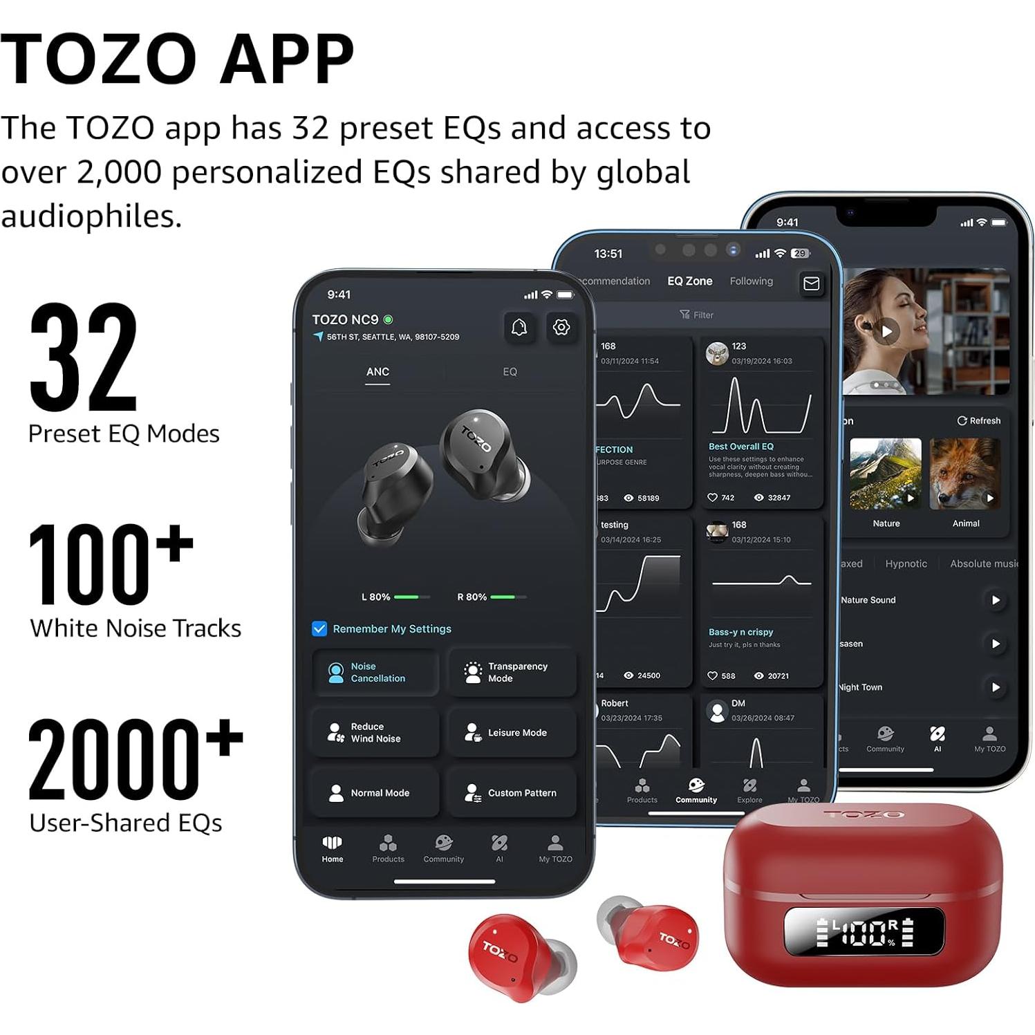 Auriculares Inalámbricos TOZO HT2 con Cancelación de Ruido