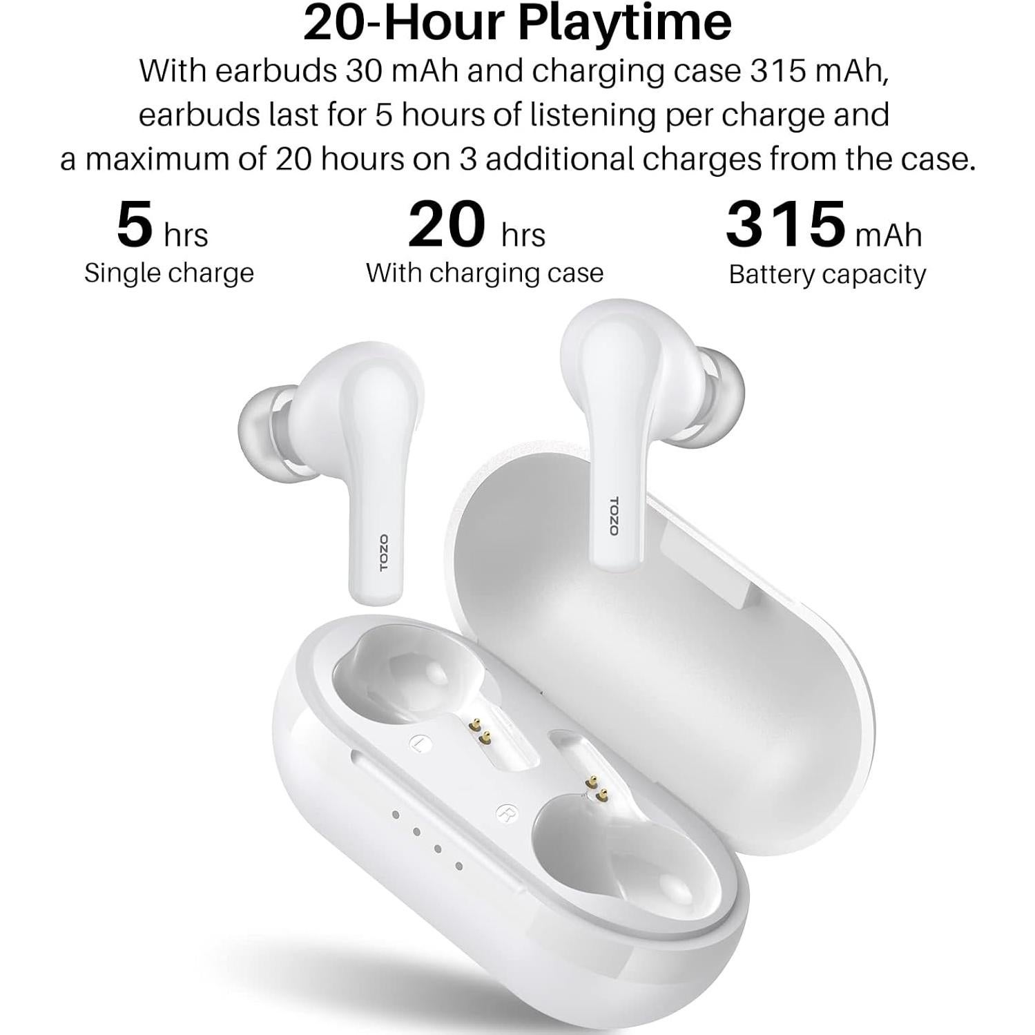 Auriculares Inalámbricos TOZO A2 Bluetooth 5.3 IPX5 Blancos