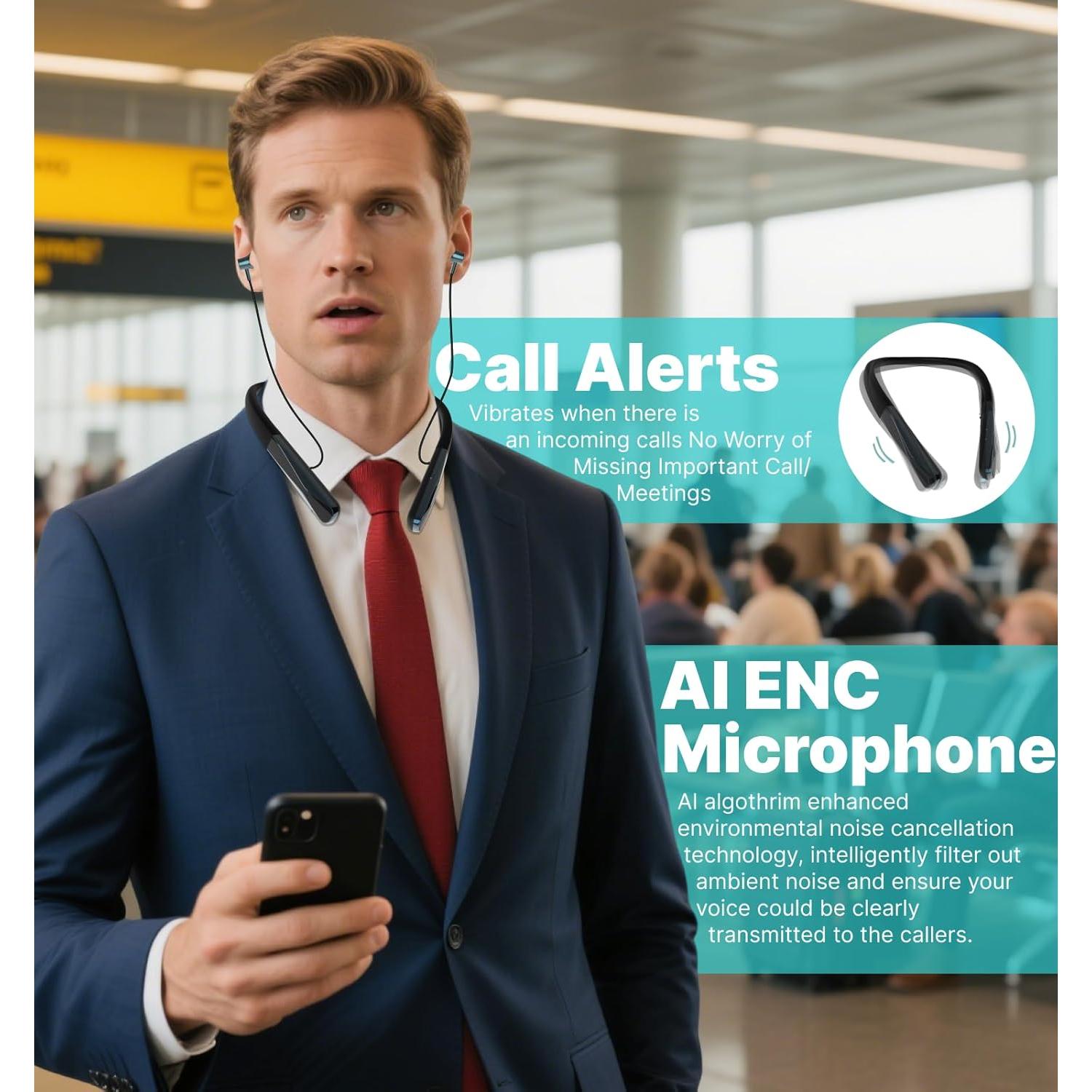 Auriculares Bluetooth Hmusic H08 con Banda de Cuello IPX5