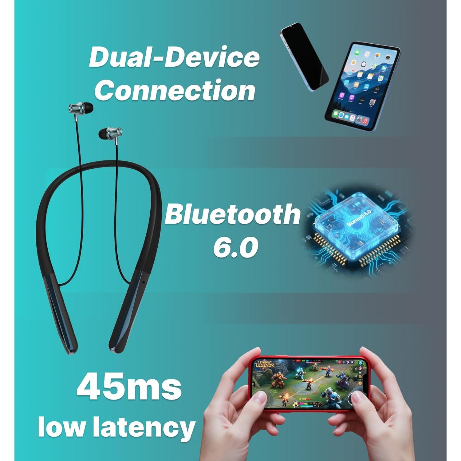 Auriculares Bluetooth Hmusic H08 con Banda de Cuello IPX5