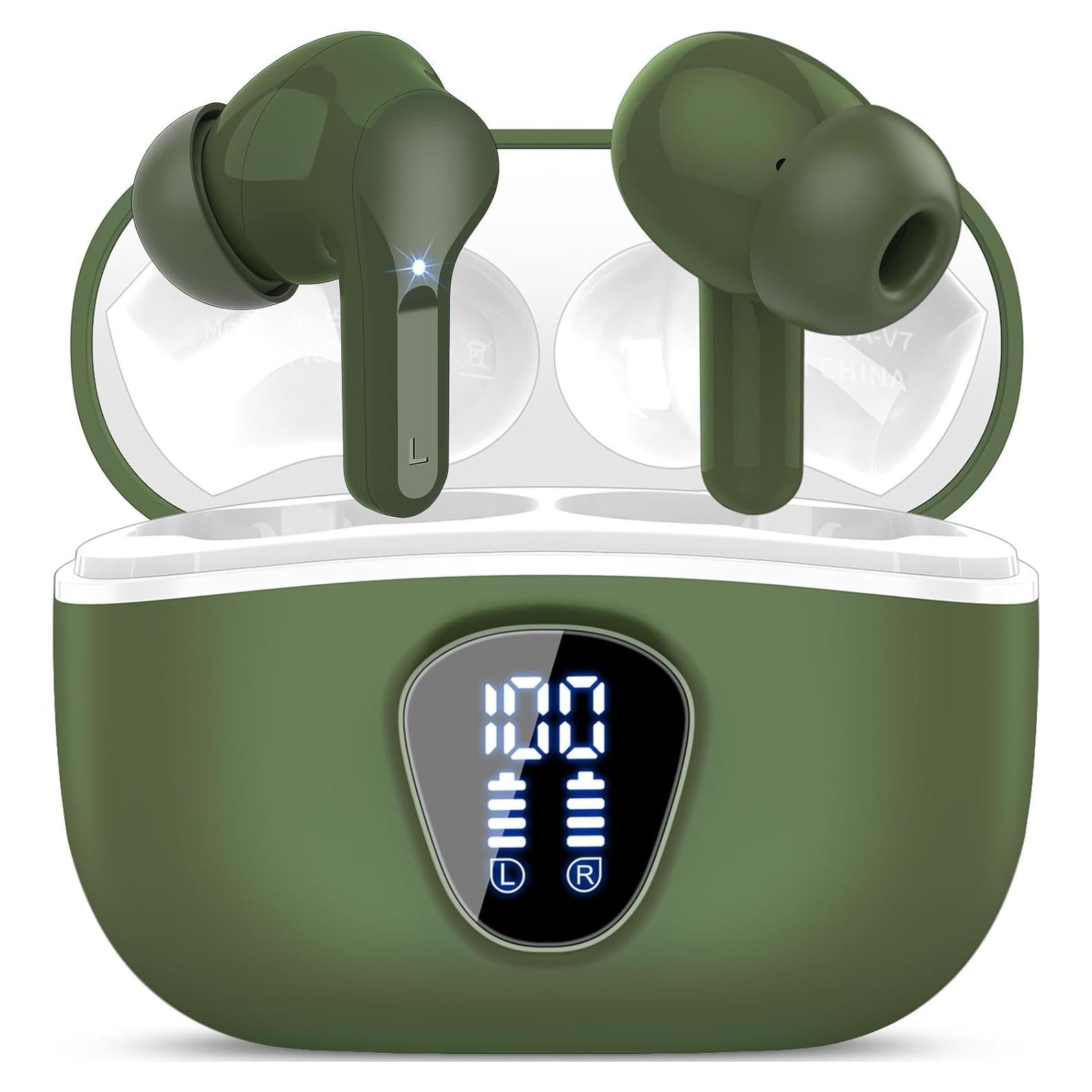 Auriculares Inalámbricos Bluetooth 5.4 BESNOOW I53 Verde Retro