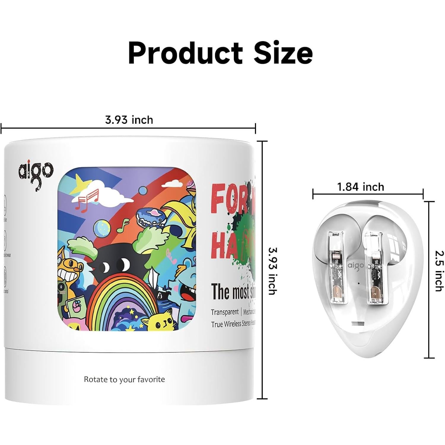 Auriculares Inalámbricos aigo TK03 Bluetooth 5.4 con Estuche Blanco