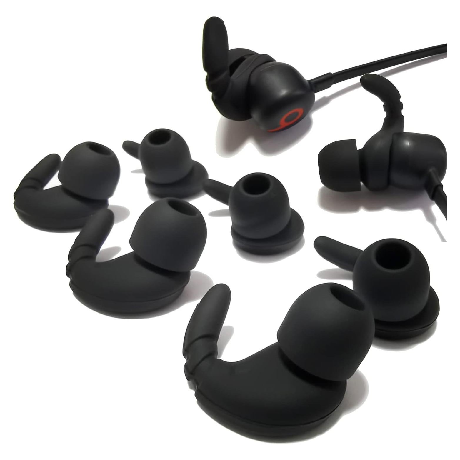 Ganchos de Silicona Luckvan para Auriculares Beats Flex - 3 Pares Negro