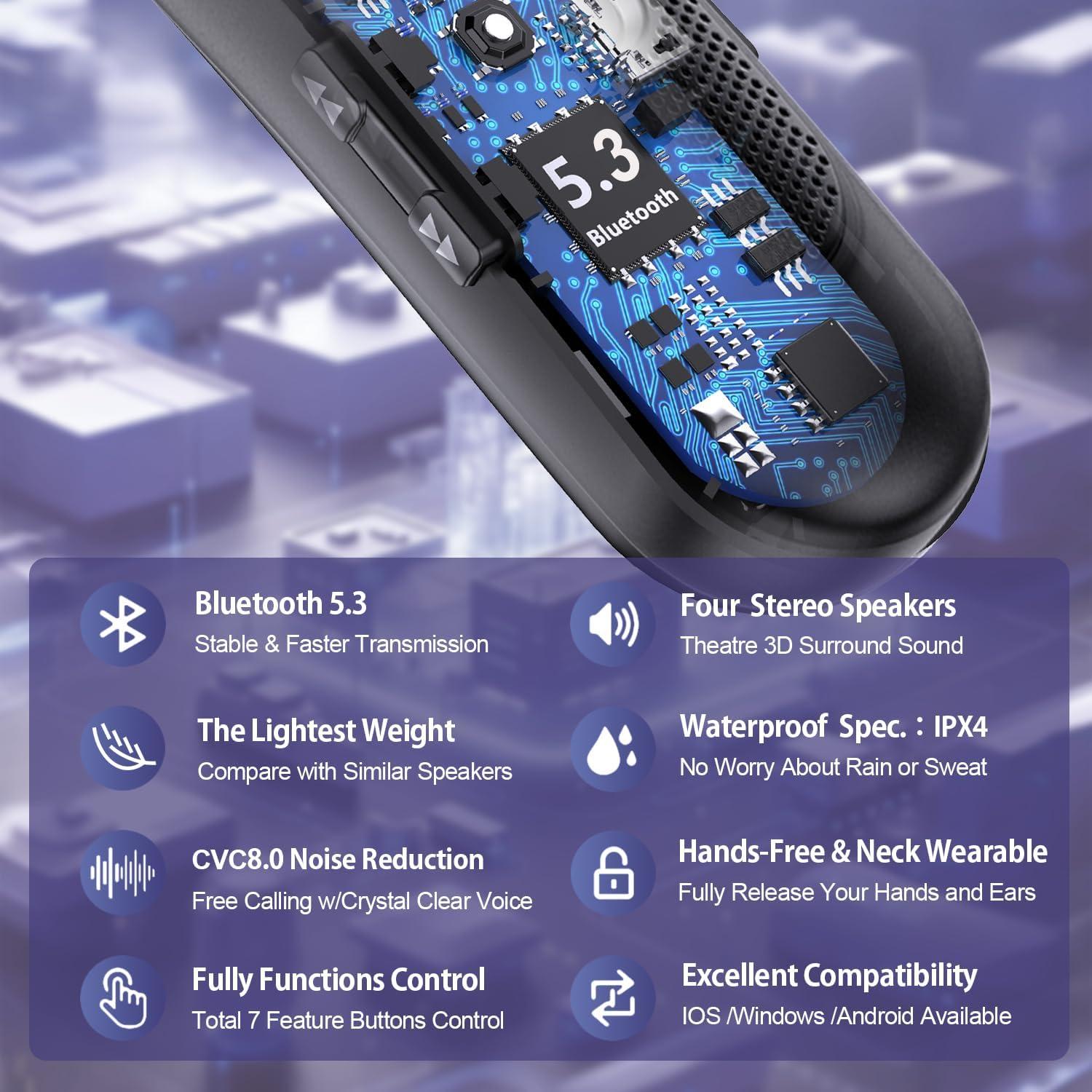 Altavoz Bluetooth de Cuello Dawsho BBH-939 15h Sonido 3D