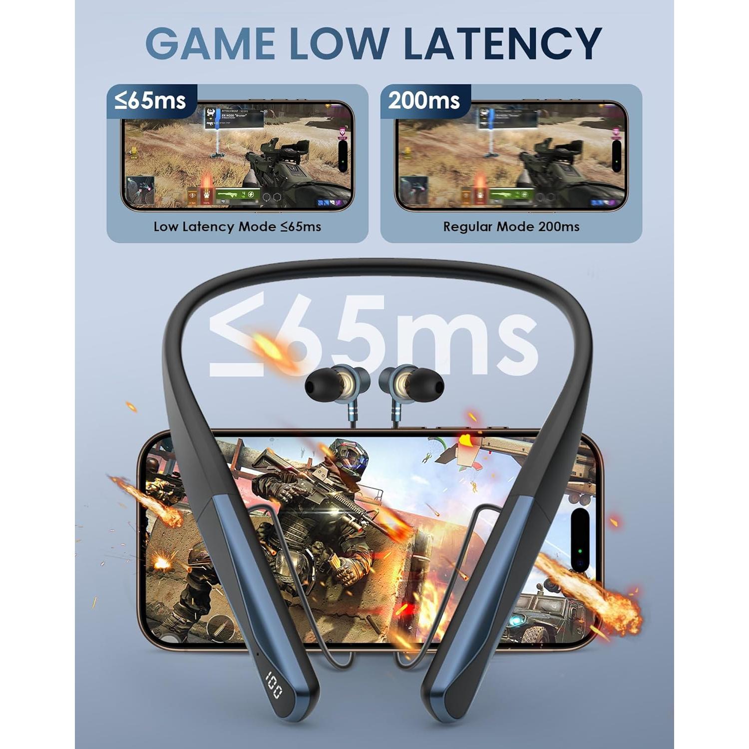 Auriculares Bluetooth 5.4 LAMA con cuello, impermeables y ANC