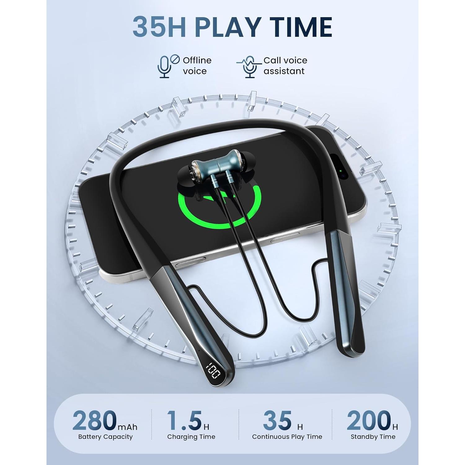 Auriculares Bluetooth 5.4 LAMA con cuello, impermeables y ANC