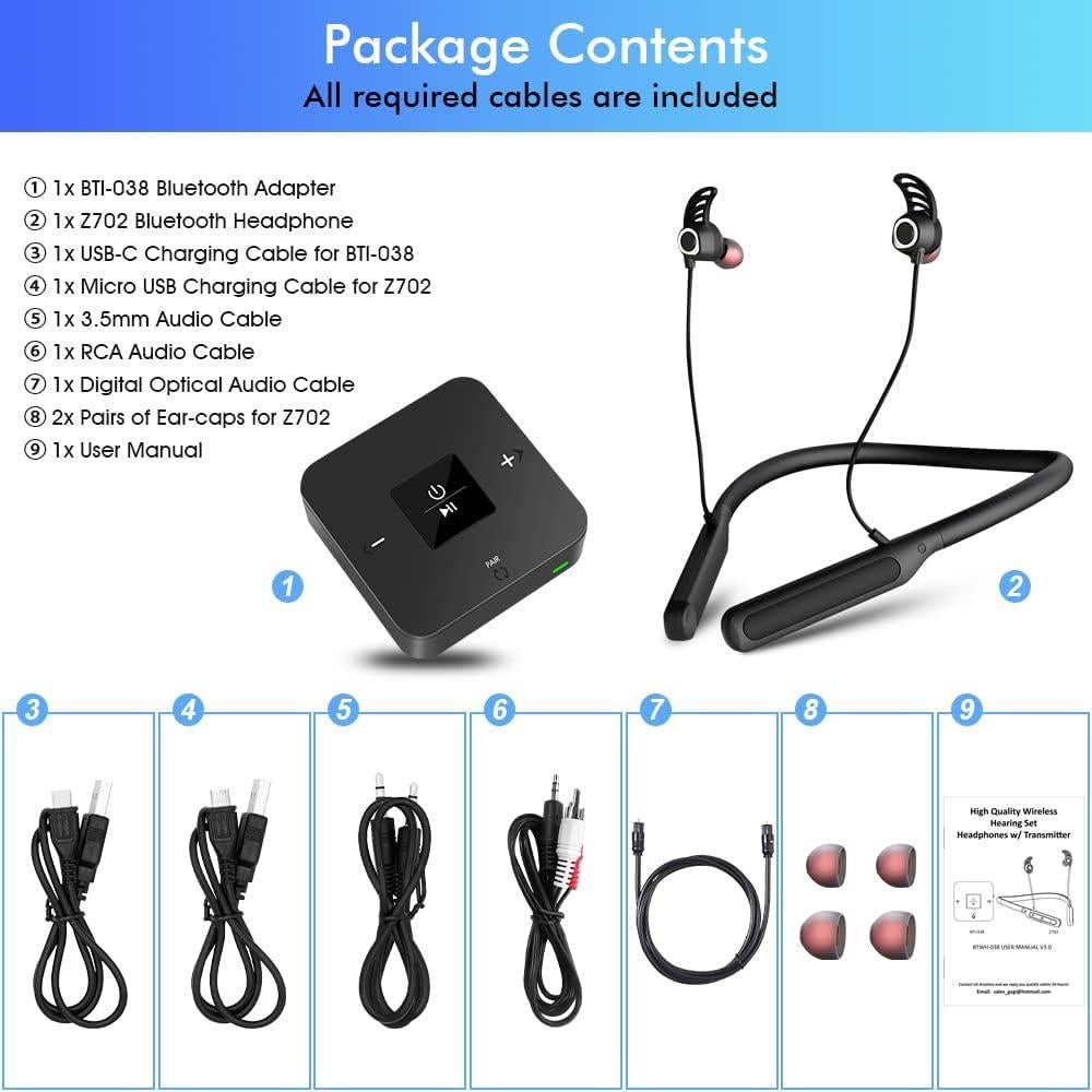 Transmisor Bluetooth Golvery BTWH-038 con Auriculares Z702