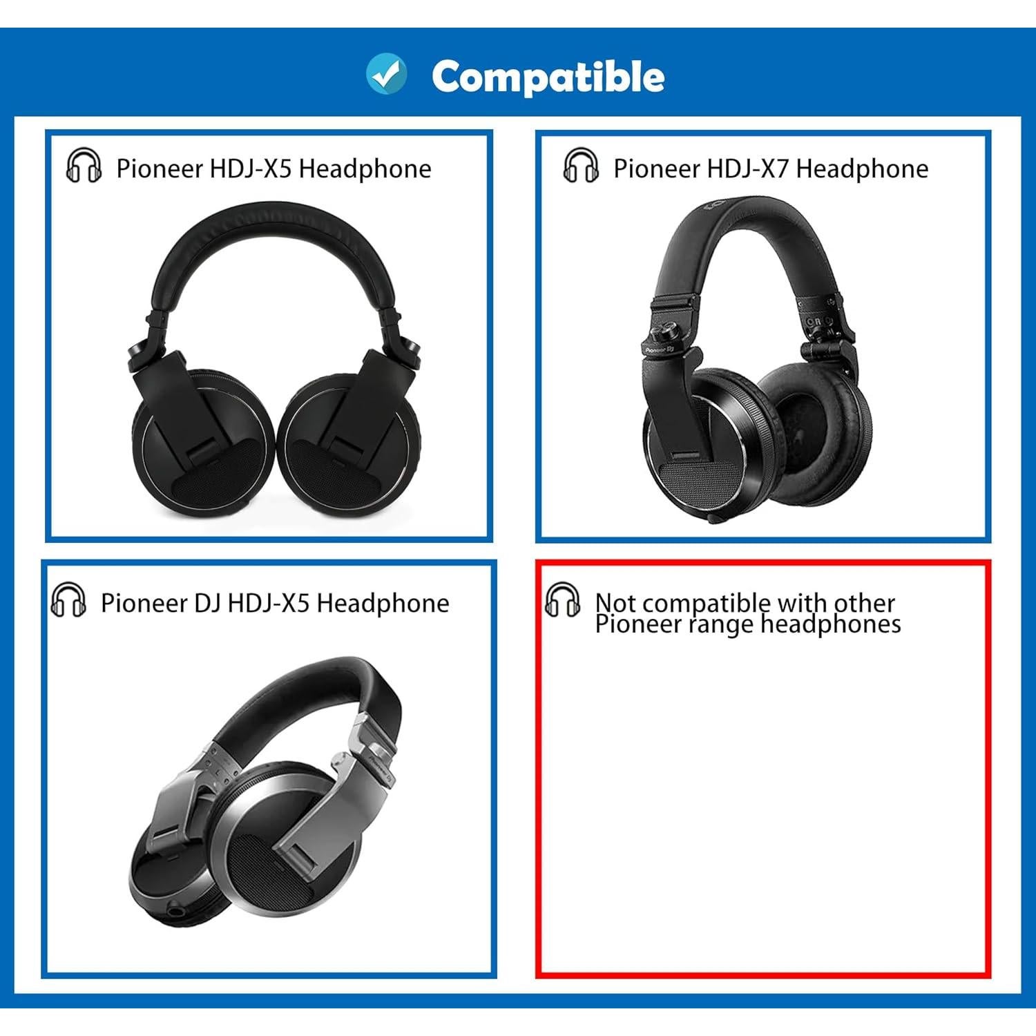 Almohadillas de Reemplazo DowiTech para Auriculares Pioneer HDJ-X5 HDJ-X7 HDJ-X10