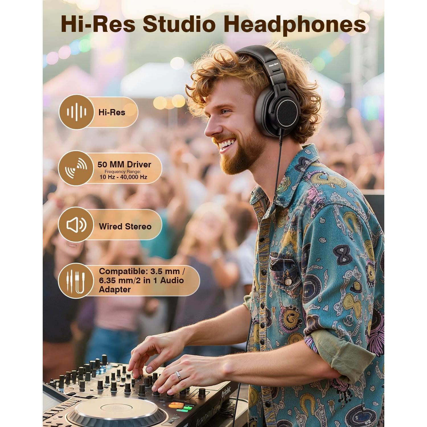 Auriculares New Bee DH81 DJ 50mm con Conectores 3.5mm y 6.35mm