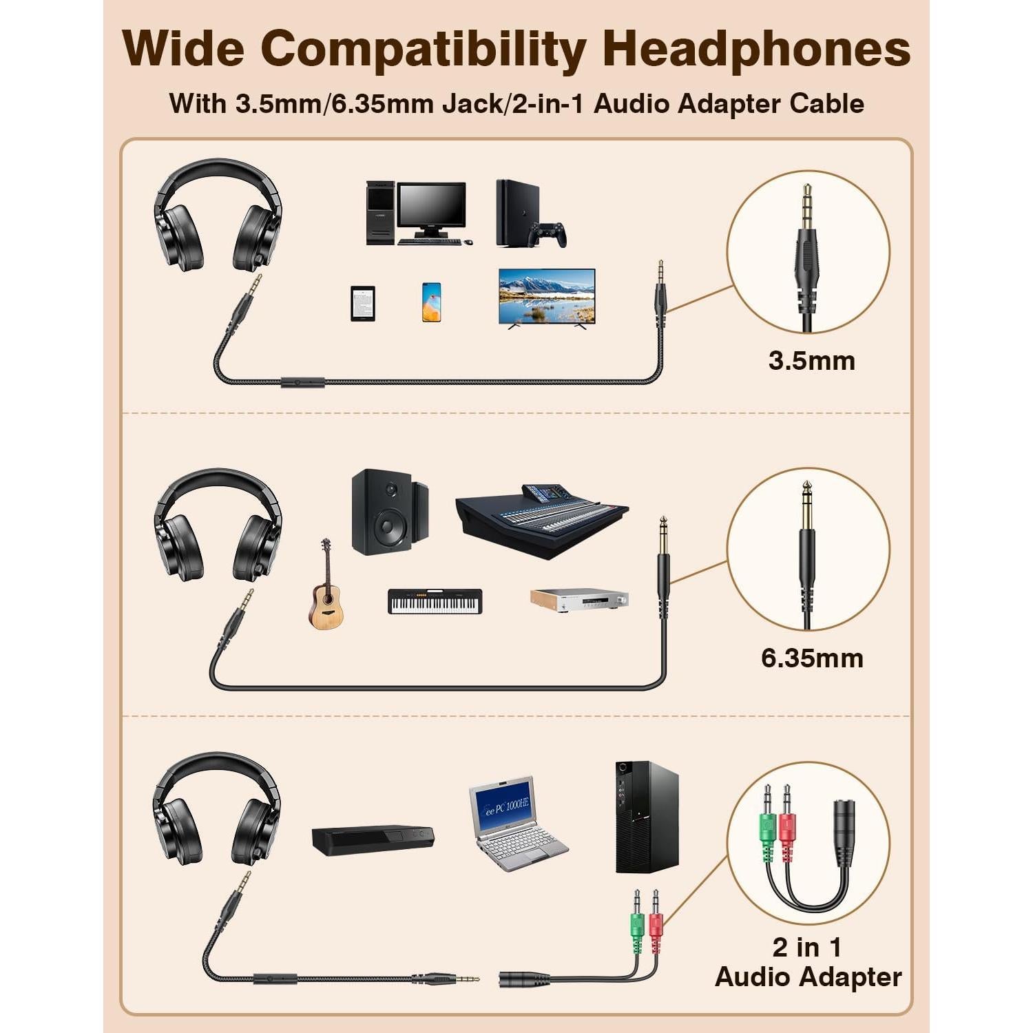 Auriculares New Bee DH81 DJ 50mm con Conectores 3.5mm y 6.35mm