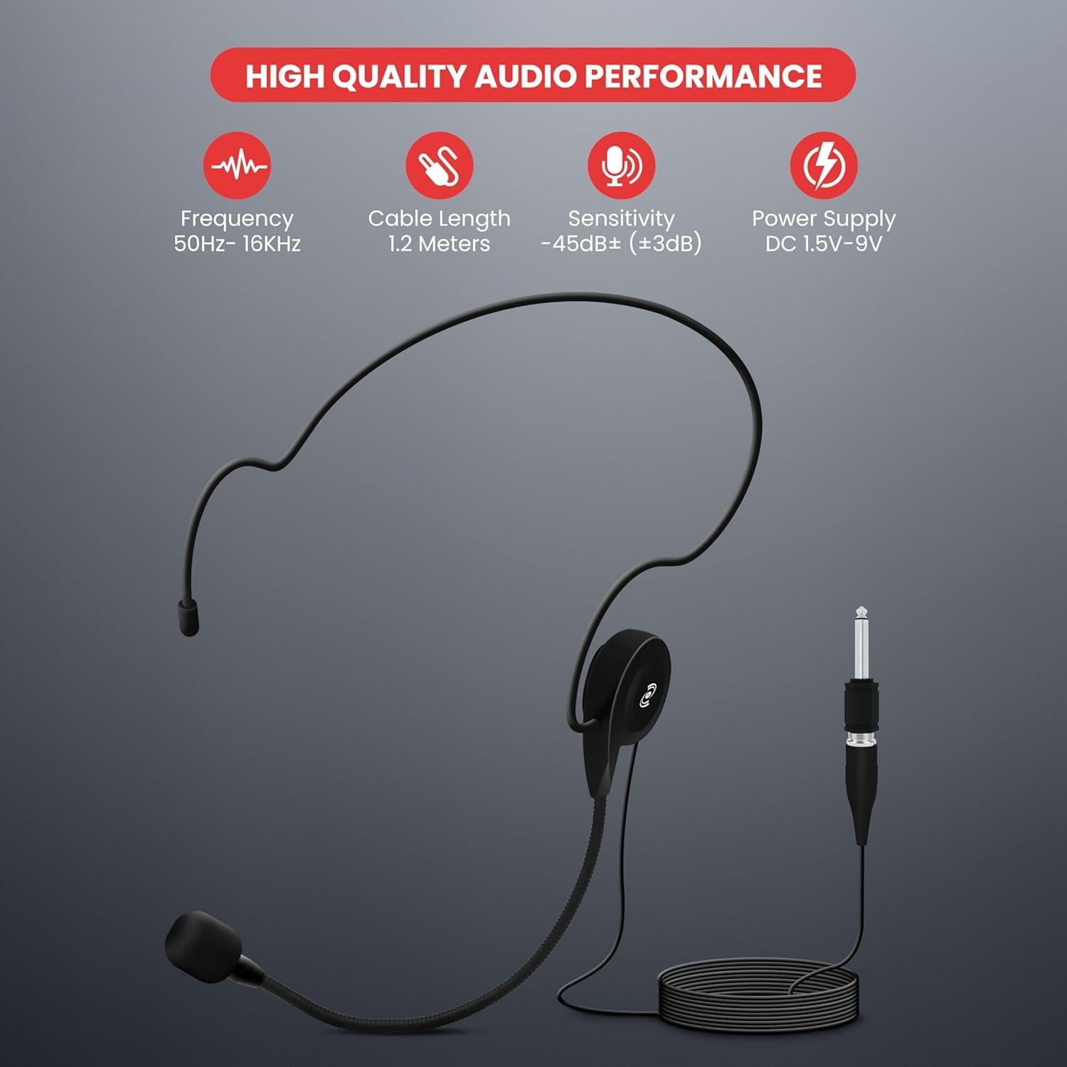 Micrófono de Auricular Pyle Pro PLM31 Cardioide 1.2m Negro