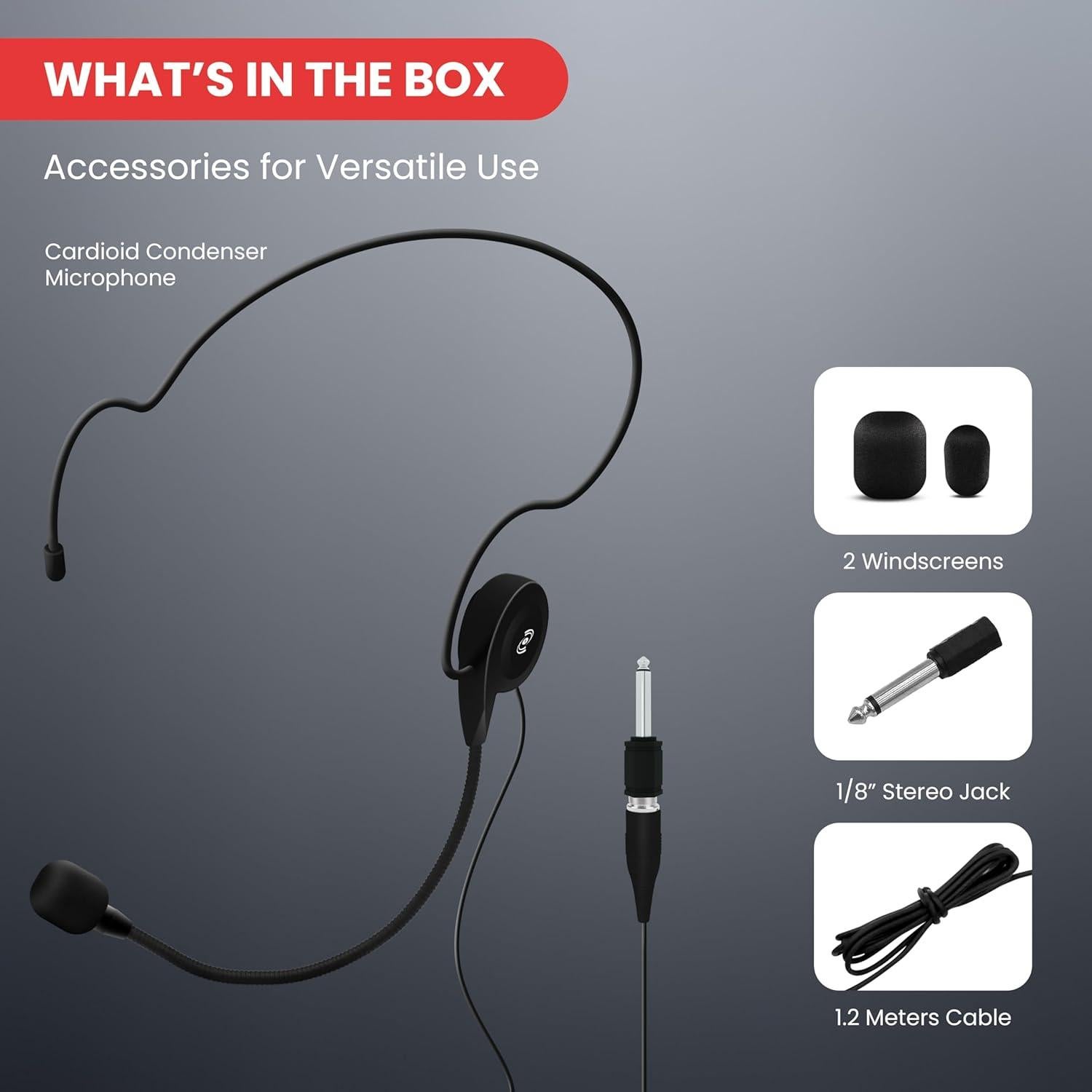 Micrófono de Auricular Pyle Pro PLM31 Cardioide 1.2m Negro