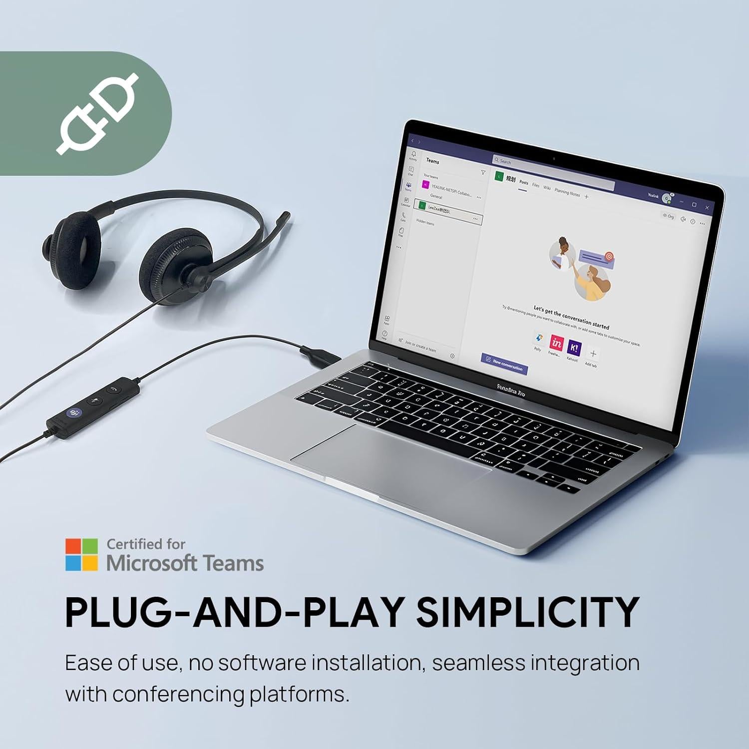 Auricular USB Yealink UH34 Lite Mono con micrófono y cancelación de ruido