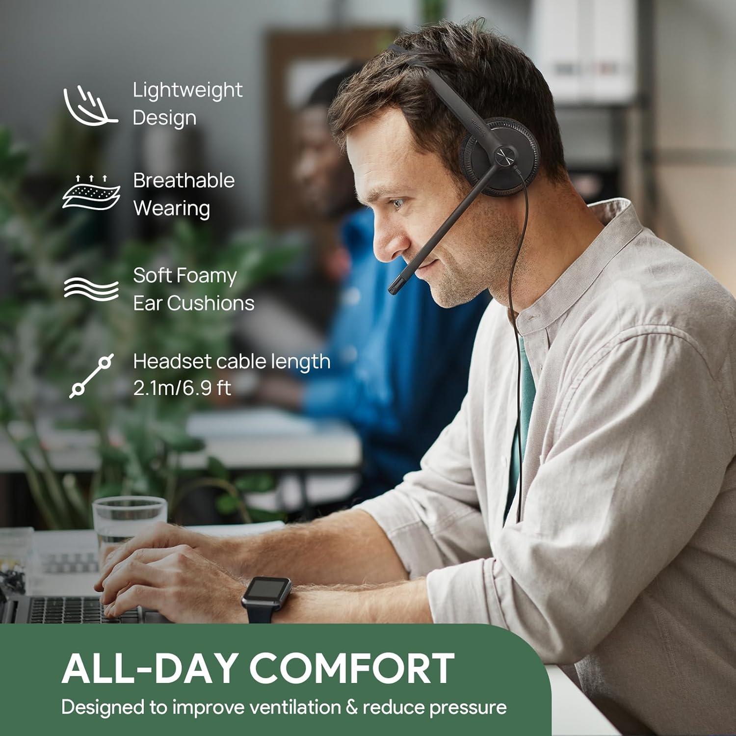 Auricular USB Yealink UH34 Lite Mono con micrófono y cancelación de ruido