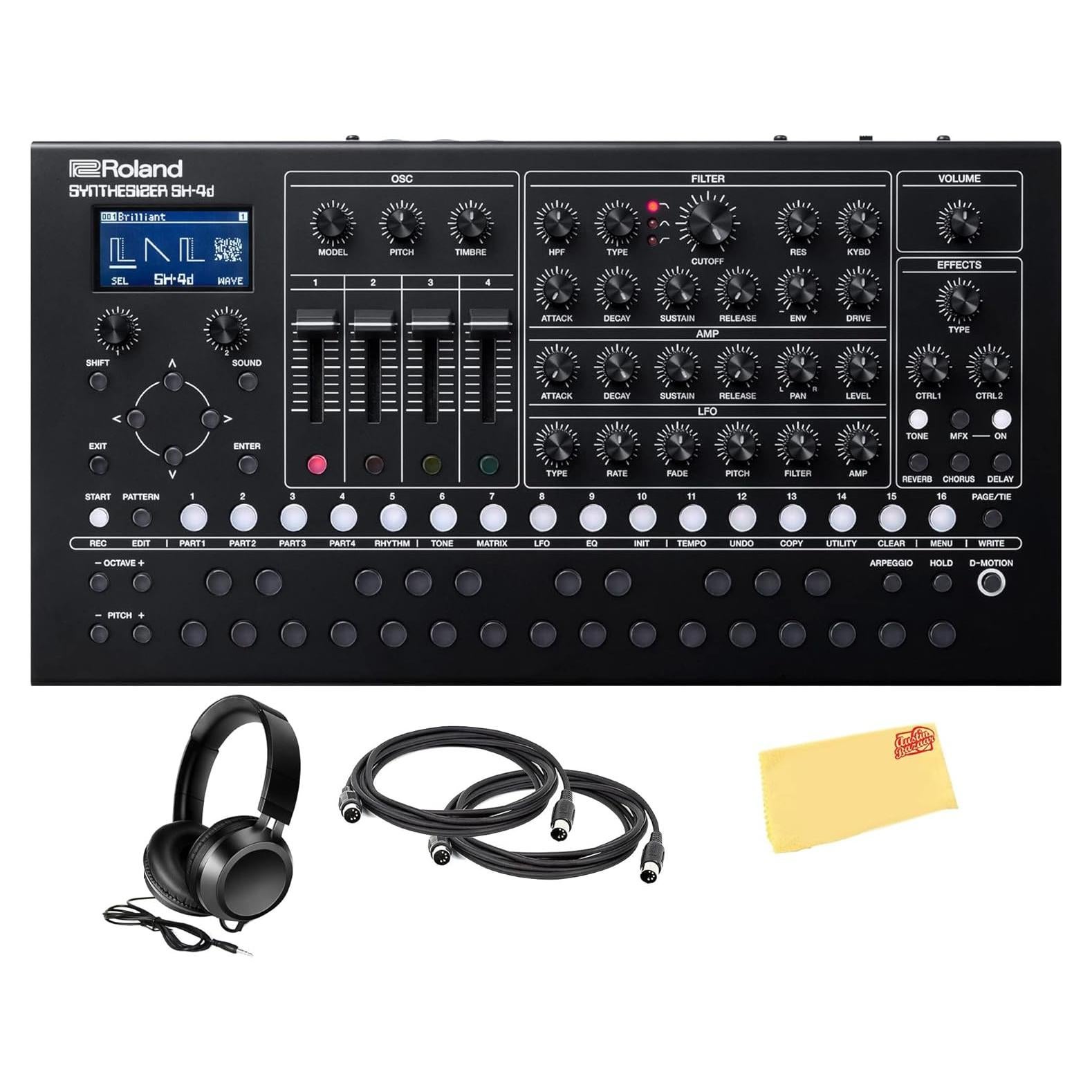 Sintetizador Roland SH-4D con Auriculares y Cable MIDI