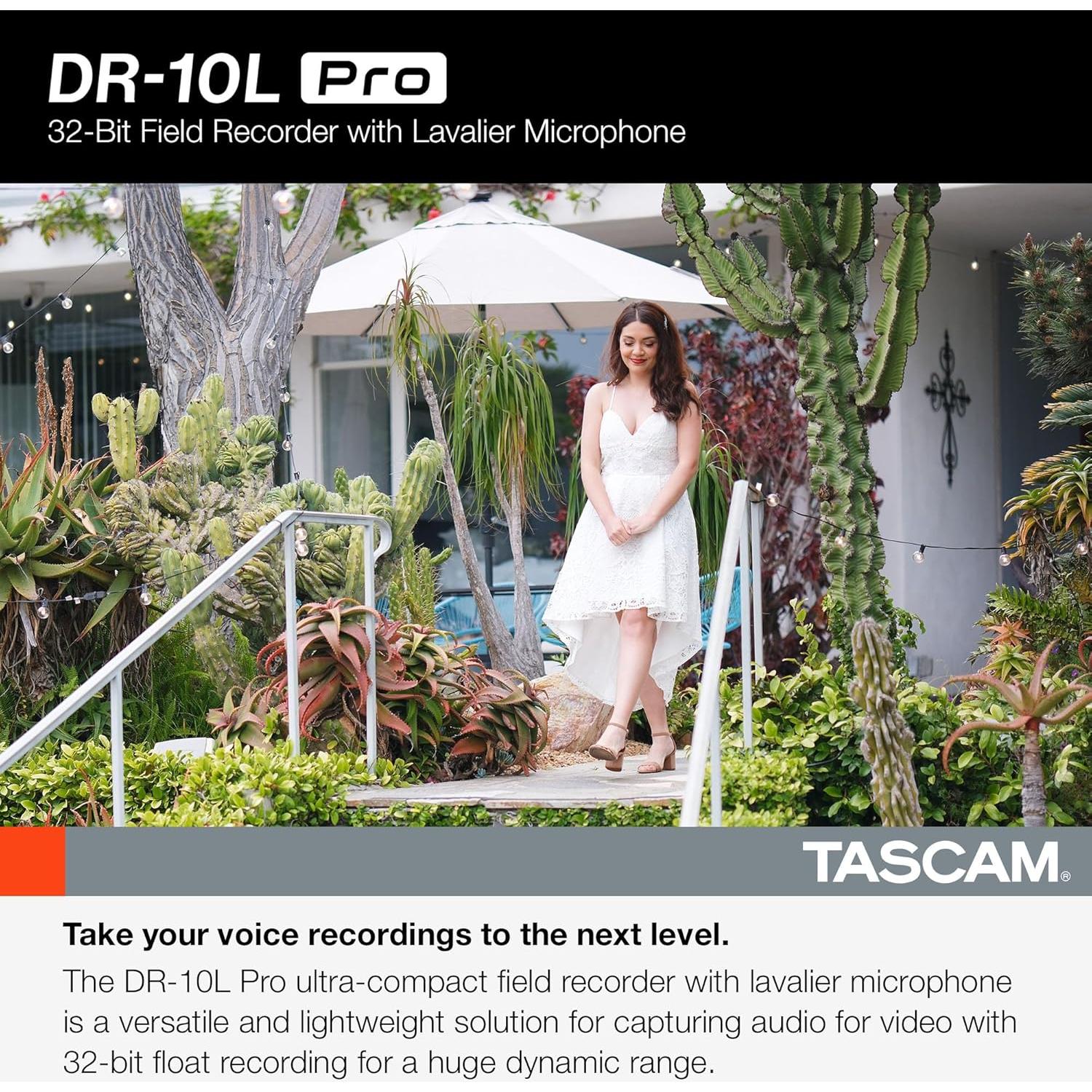 Grabadora de Campo TASCAM DR-10L Pro con Micrófono Lavalier