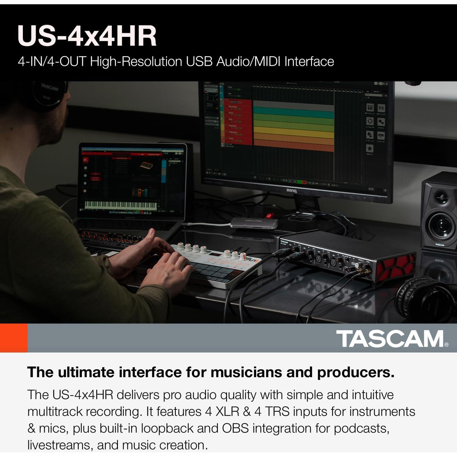 Interfaz de Audio USB Tascam US-4x4HR 4x4 24-bit/192kHz