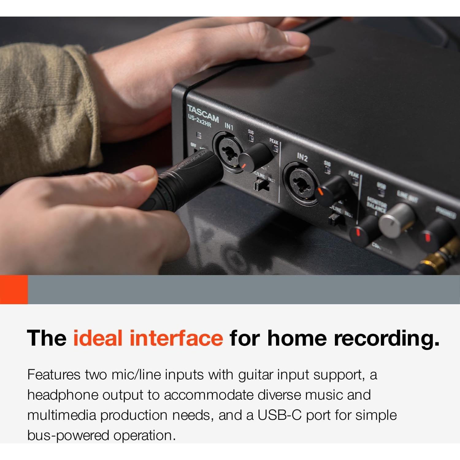 Interfaz de Audio USB Tascam US-2x2HR 2x2 24-bit/192 kHz