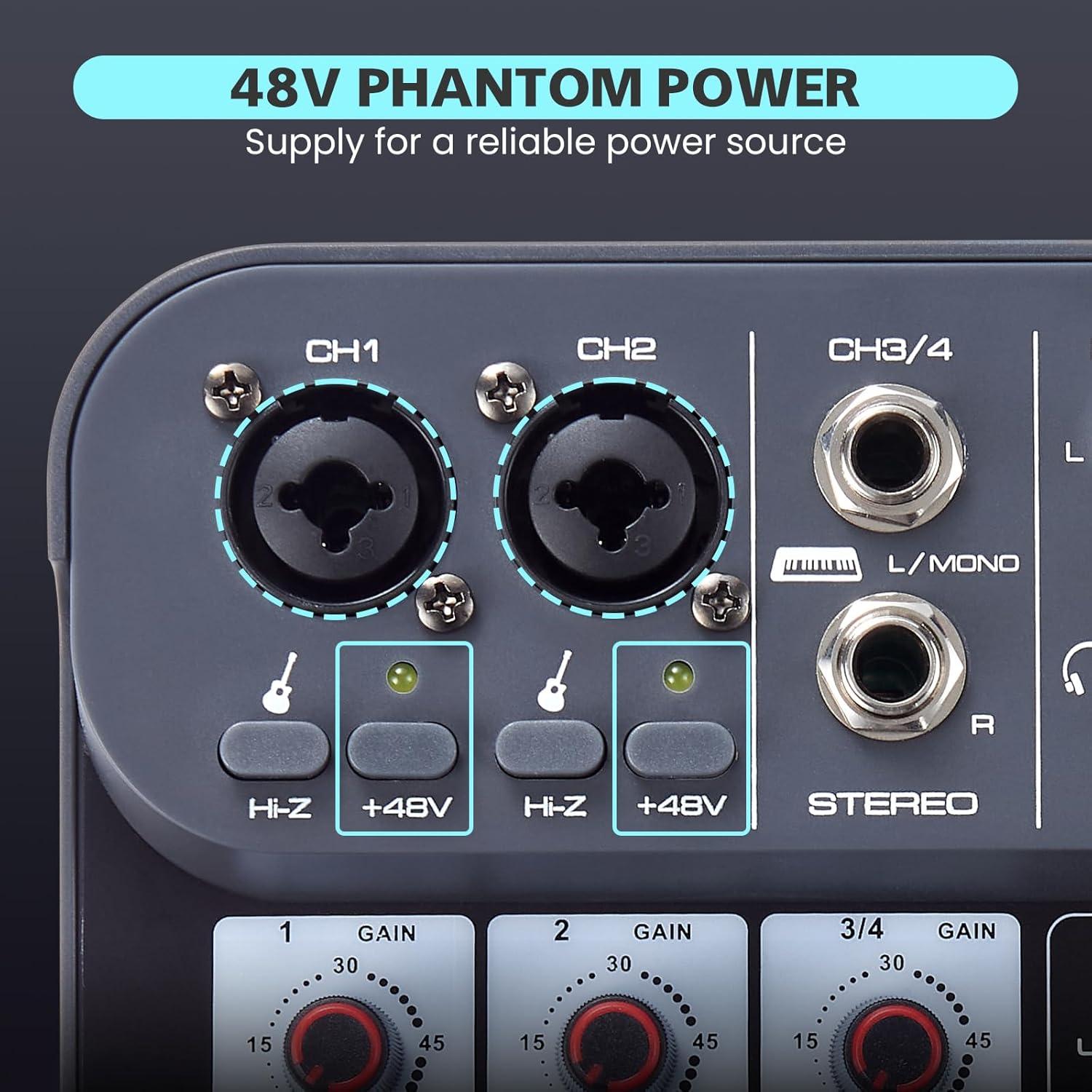 Mezclador de Audio DJ 4 Canales G4B con Bluetooth y USB