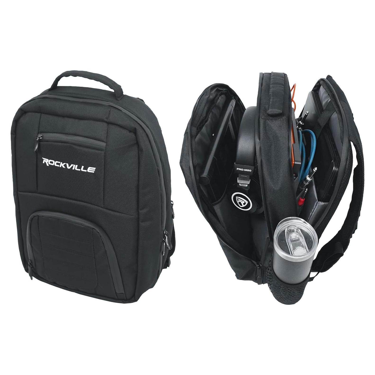 Mochila Rockville DJBP24 para DJ, 11 Compartimentos, 2 Laptops