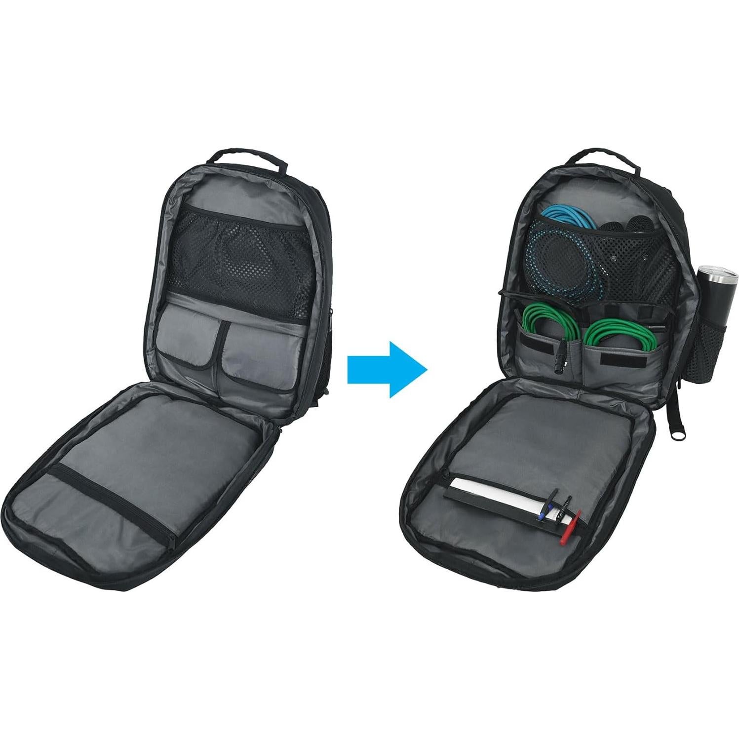 Mochila Rockville DJBP24 para DJ, 11 Compartimentos, 2 Laptops