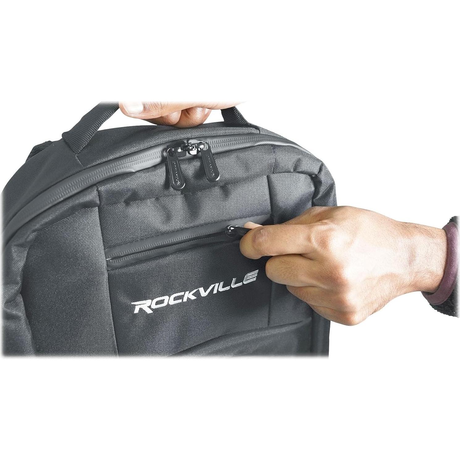 Mochila Rockville DJBP24 para DJ, 11 Compartimentos, 2 Laptops