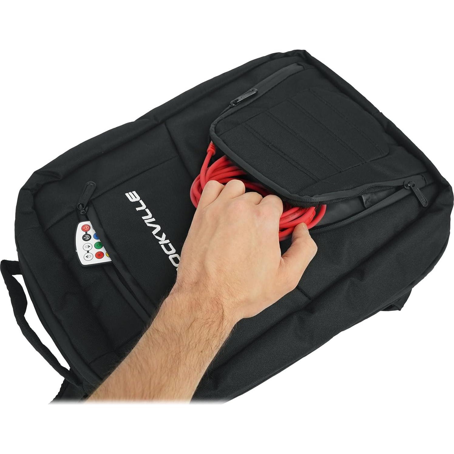 Mochila Rockville DJBP24 para DJ, 11 Compartimentos, 2 Laptops