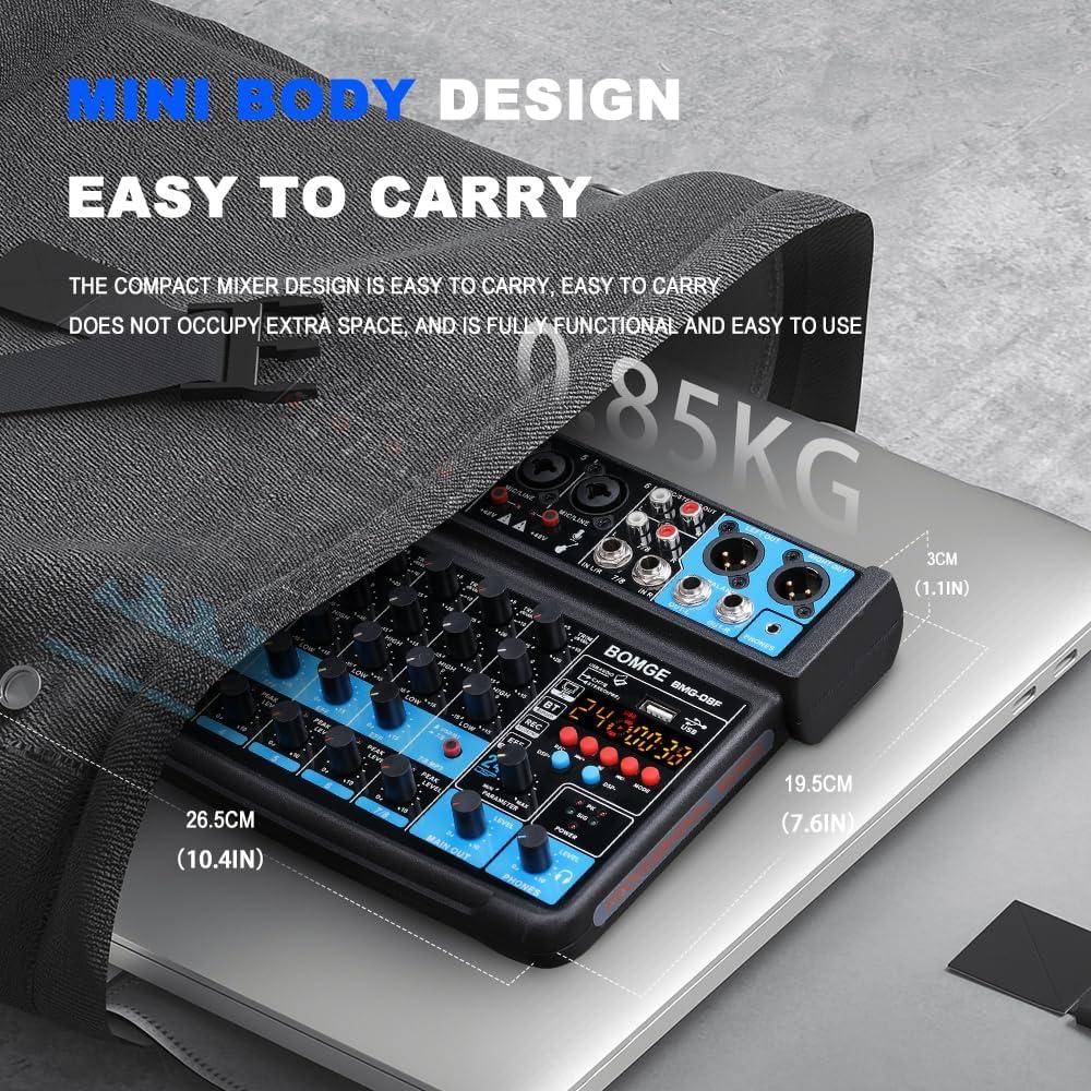 Mezclador de audio BOMGE 8 canales con Bluetooth y USB