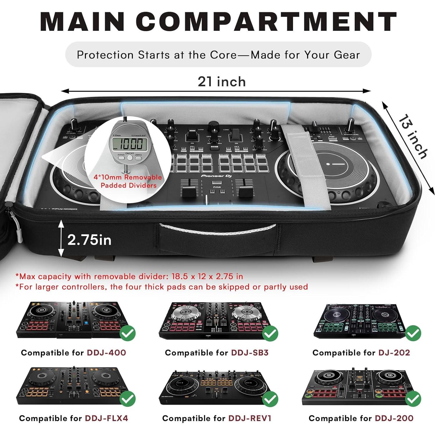 Mochila DJ Aurotier para Controladores DDJ-FLX4/200/400, Gris