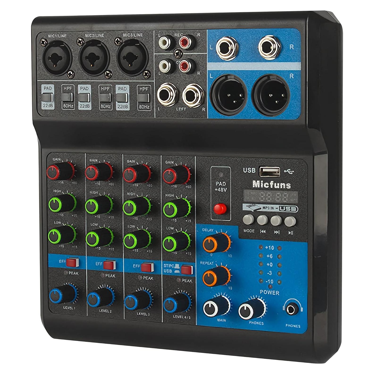 Mezclador de audio DJ M-5 5 canales con Bluetooth y USB